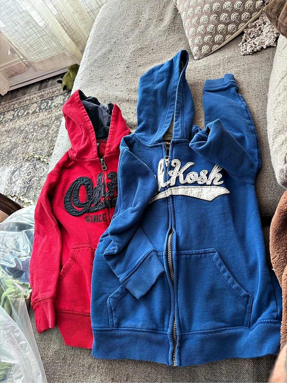 Oshkosh Boys Zip-Up Hoodies Blue & Red Size 8 bundle lot play condition